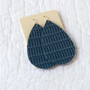Nickel and Suede Large Teardrop Leather Earrings Seaside Cord